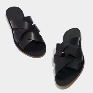 Madewell Boardwalk Black Leather Slides Sandals 11